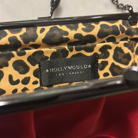 Perfect for 💖Day Holly Would red satin ruffle evening bag. Leopard satin lining - Picture 3 of 8